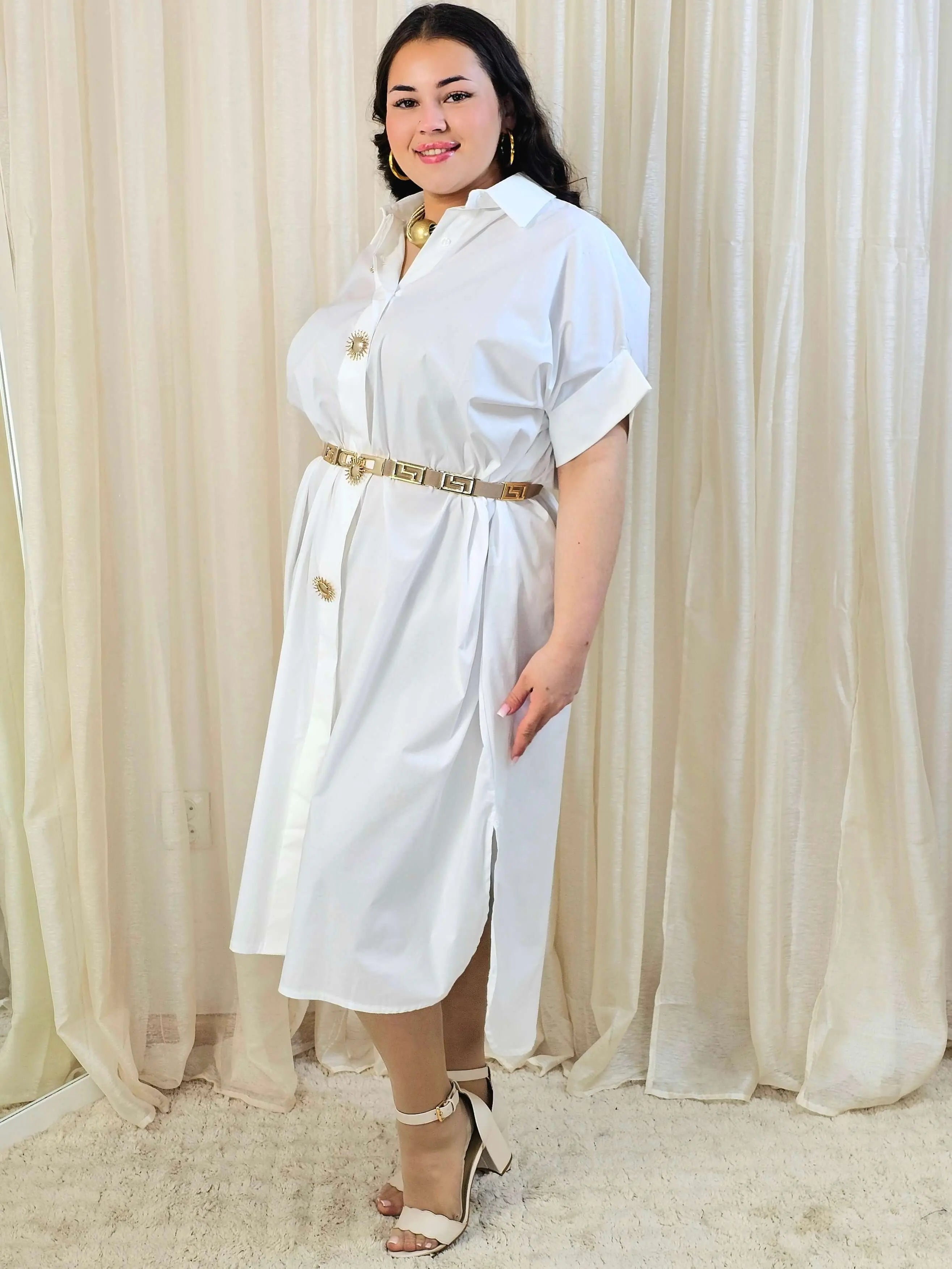 Minimalistyczna sukienka koszulowa z bawełny Stylowa XL