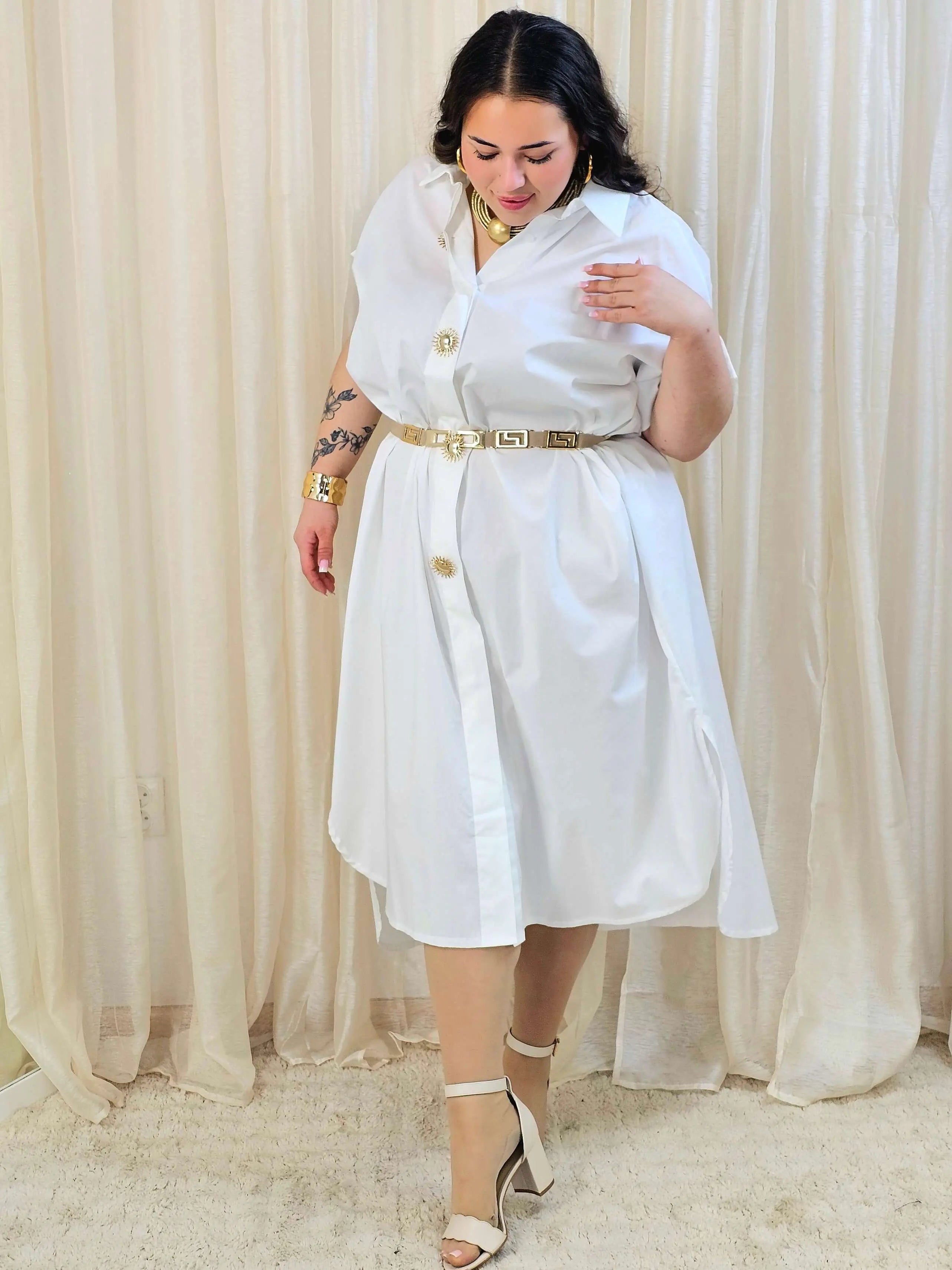 Minimalistyczna sukienka koszulowa z bawełny Stylowa XL