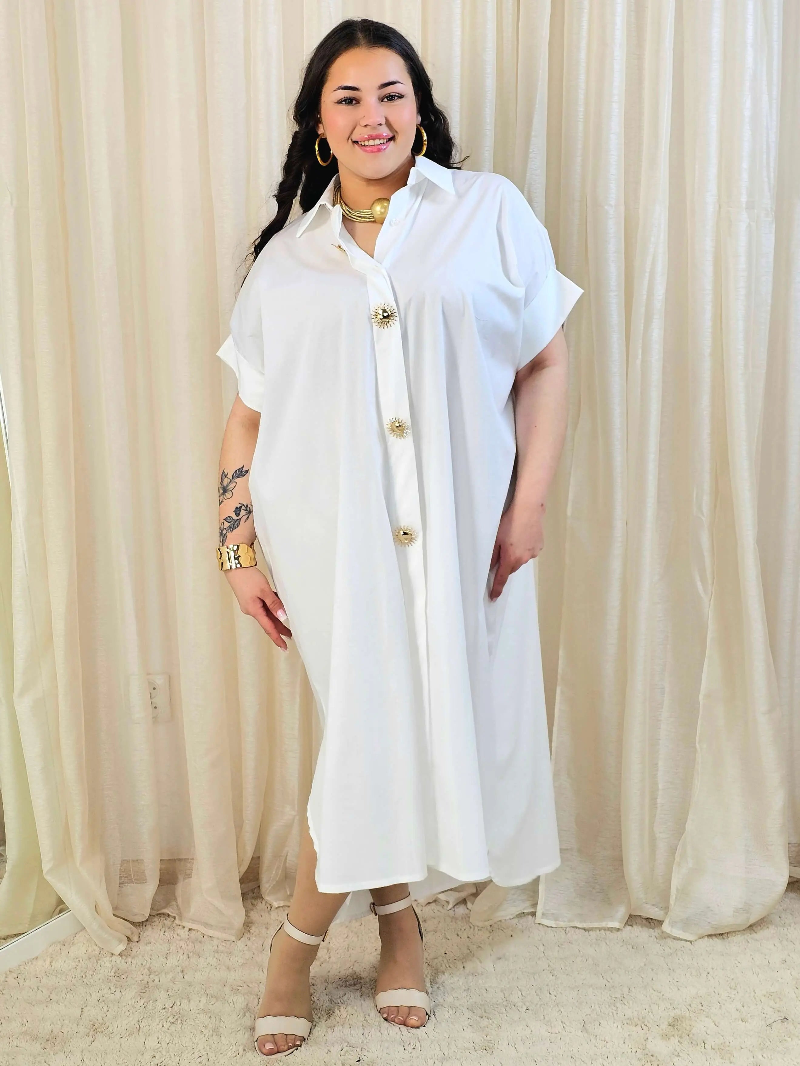 Minimalistyczna sukienka koszulowa z bawełny Stylowa XL