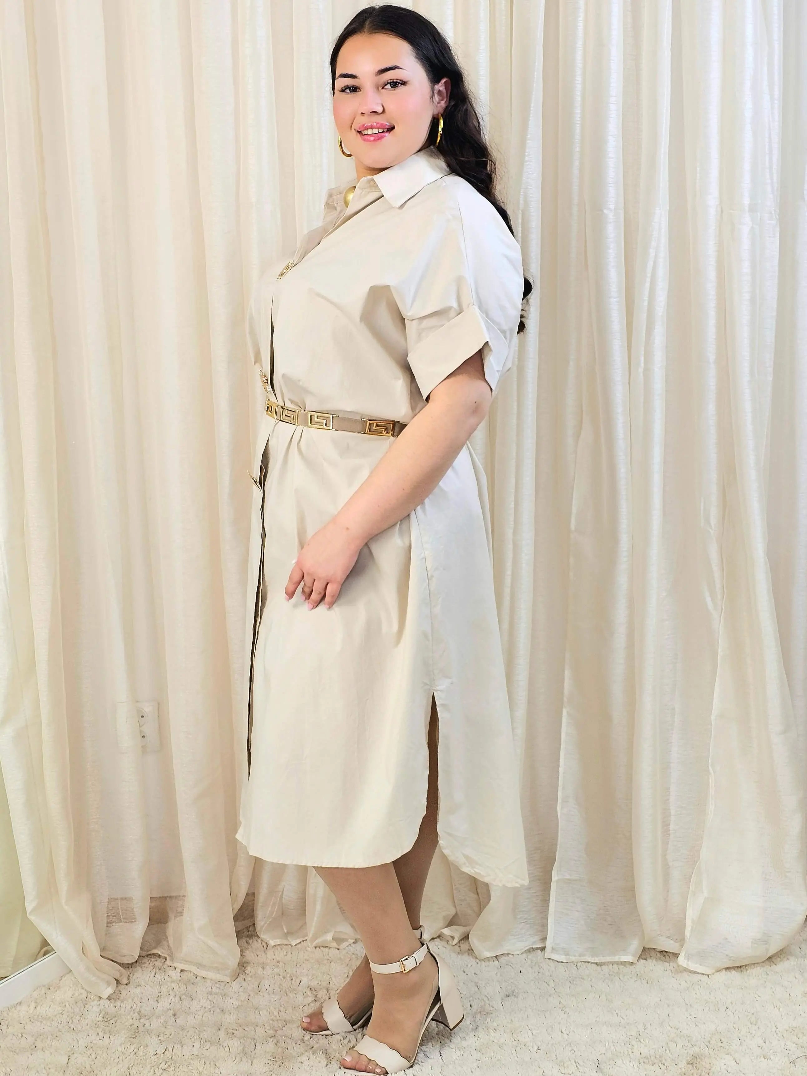 Minimalistyczna sukienka koszulowa z bawełny Stylowa XL