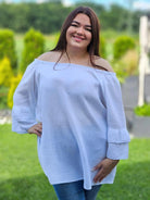 Muślinowa bluzka hiszpanka z falbanami Stylowa XL