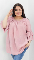 Muślinowa bluzka hiszpanka z falbanami Stylowa XL