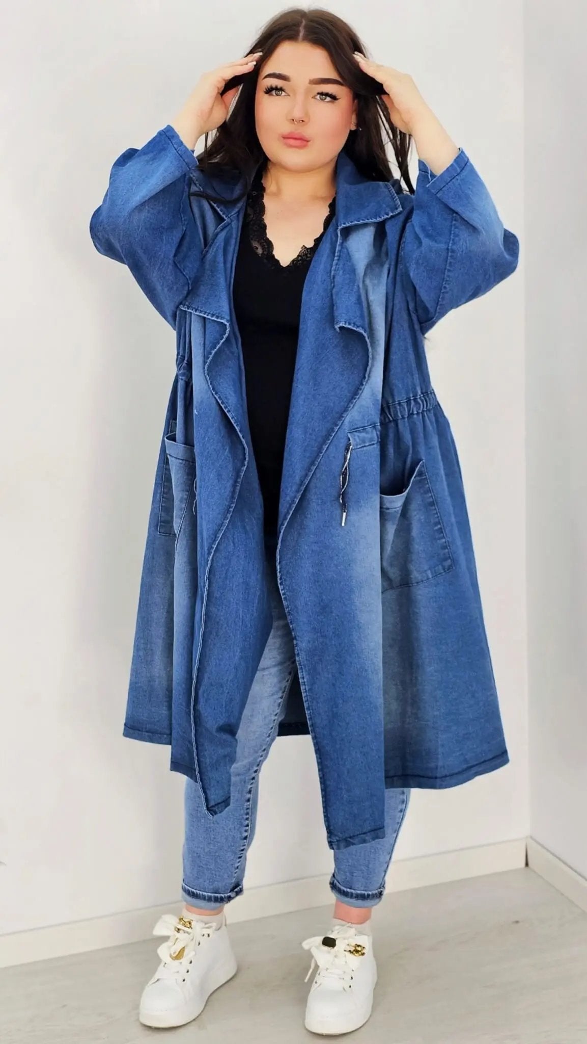 Narzutka denimowa "Addict au Bonheur" Stylowa XL