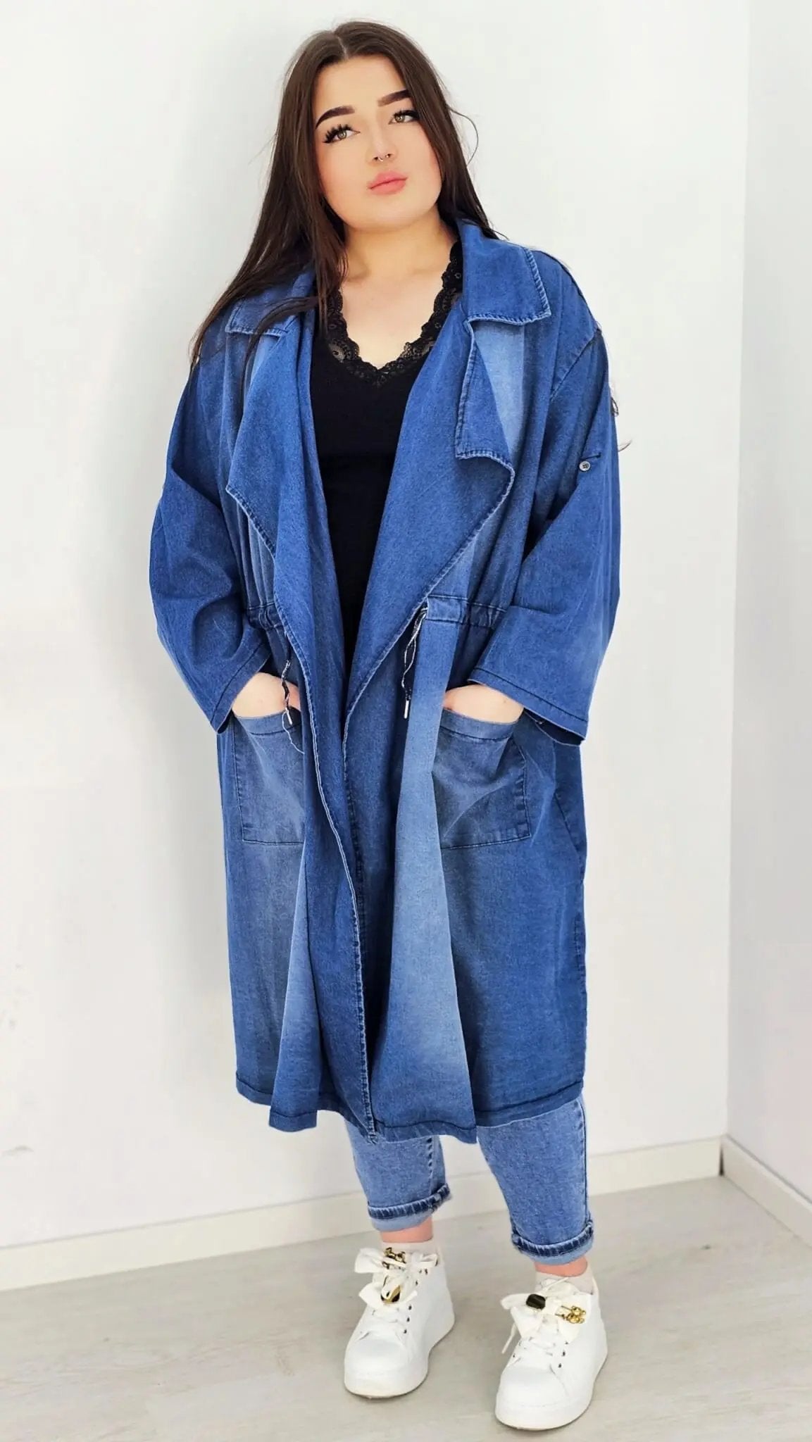 Narzutka denimowa "Addict au Bonheur" Stylowa XL