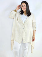 Narzutka plus size – lniana narzutka XXL asymetryczna oversize Stylowa XL