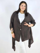 Narzutka plus size – lniana narzutka XXL asymetryczna oversize Stylowa XL