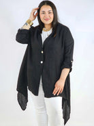 Narzutka plus size – lniana narzutka XXL asymetryczna oversize Stylowa XL