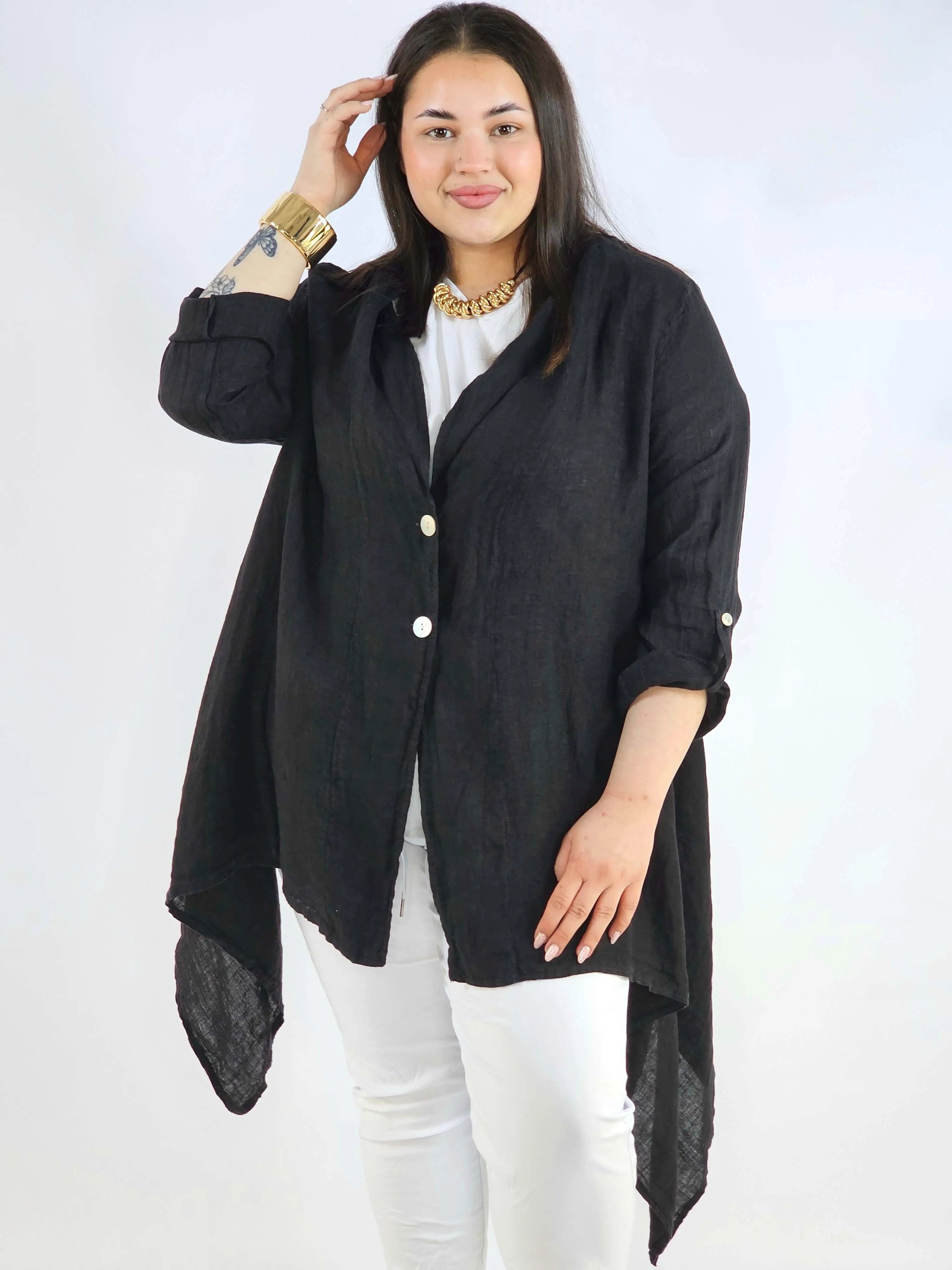 Narzutka plus size – lniana narzutka XXL asymetryczna oversize Stylowa XL