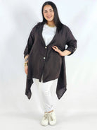Narzutka plus size – lniana narzutka XXL asymetryczna oversize Stylowa XL