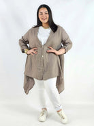 Narzutka plus size – lniana narzutka XXL asymetryczna oversize Stylowa XL