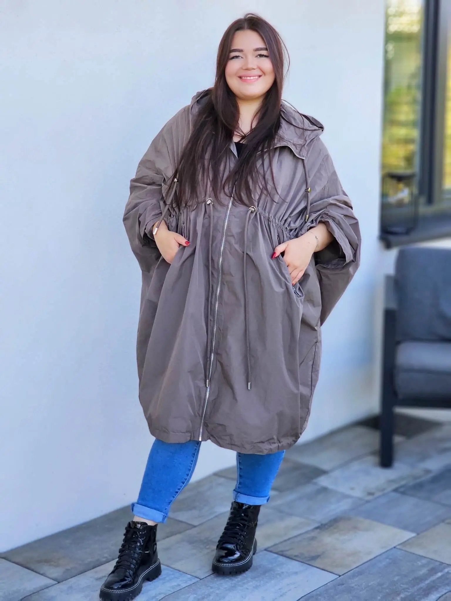 Oversize’owa parka z kapturem Stylowa XL