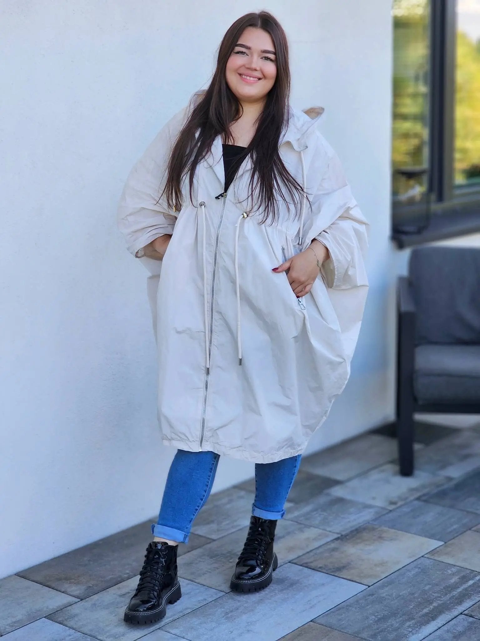 Oversize’owa parka z kapturem Stylowa XL