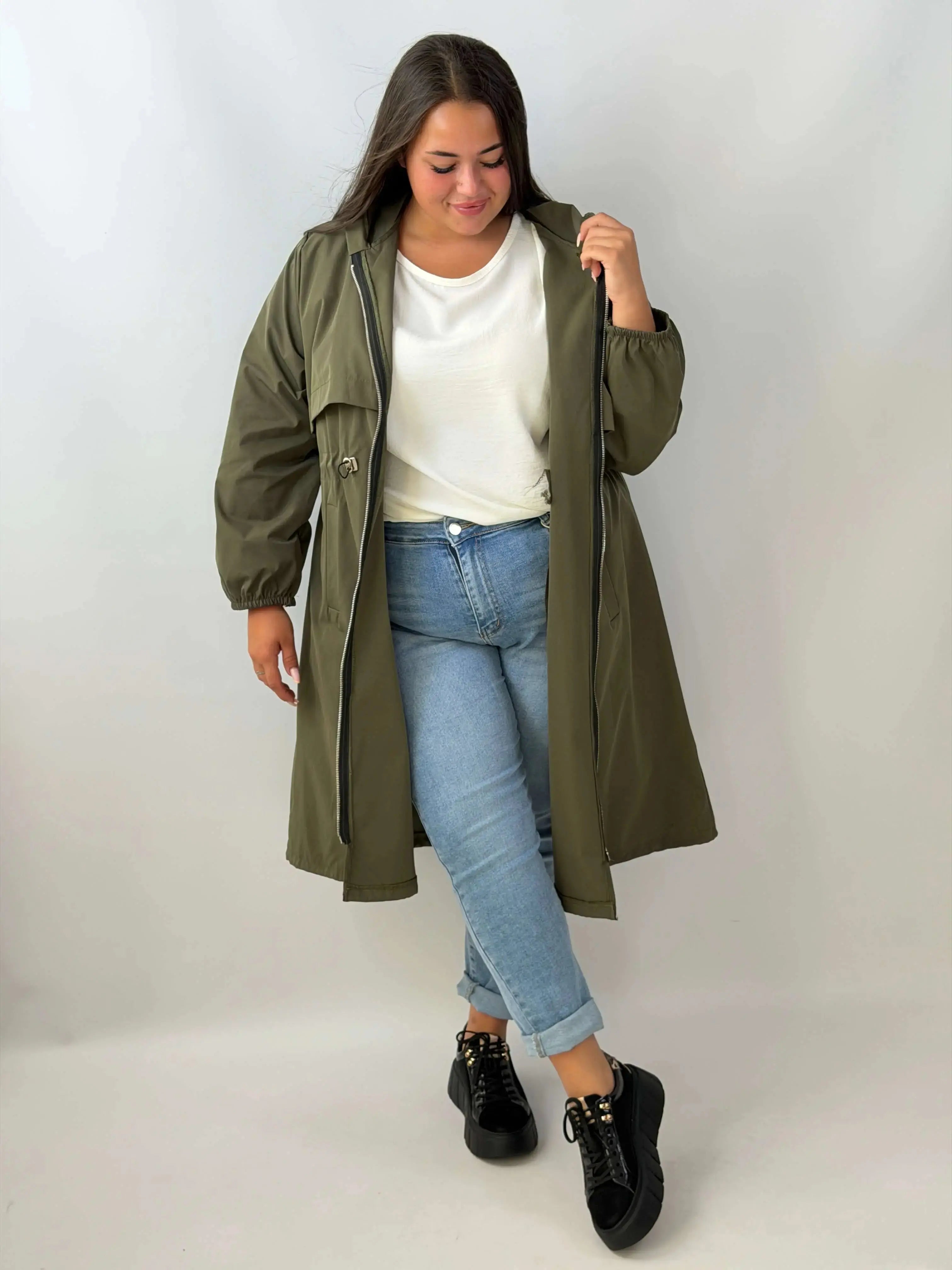 Parka damska Plus Size z kapturem Stylowa XL