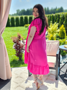 Piękna sukienka kopertowa z przodem krótszym Stylowa XL