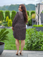 Piękna sukienka marszczona na boku, dekolt kopertowy Stylowa XL