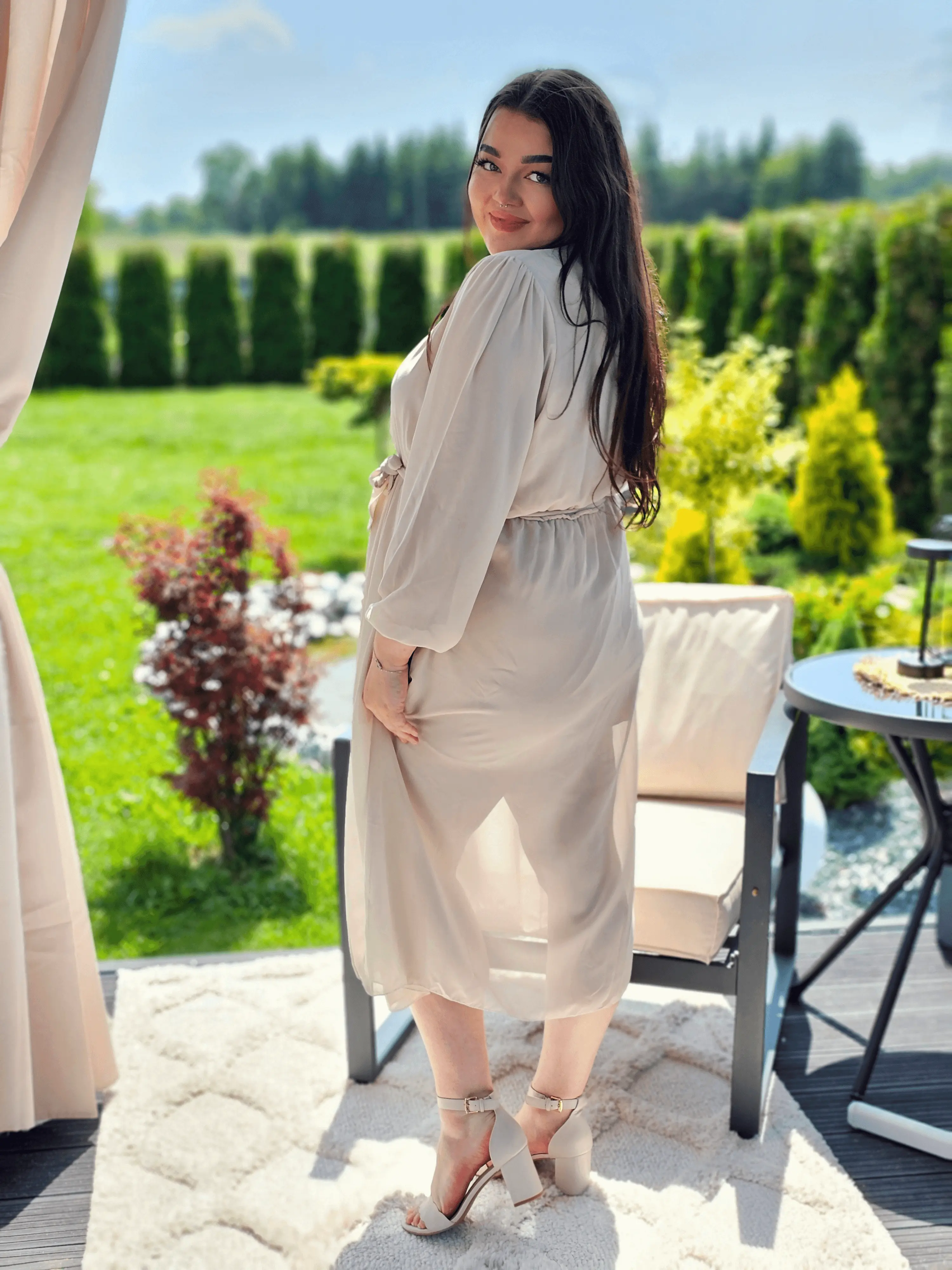 Piękna sukienka szyfonowa, w pasie gumka, super model - kilka kolorów Stylowa XL