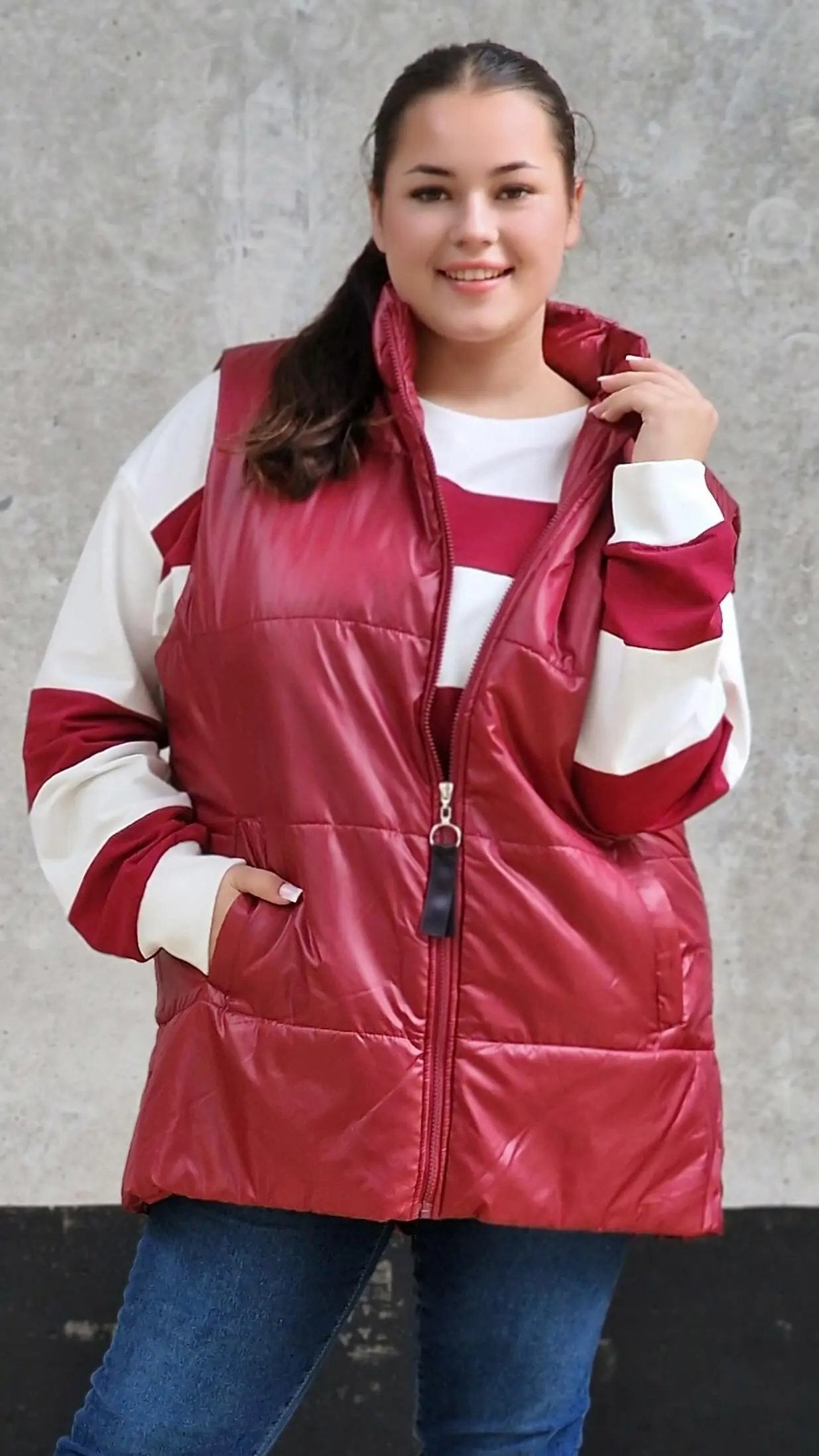 Pikowana kamizelka bez kaptura Stylowa XL