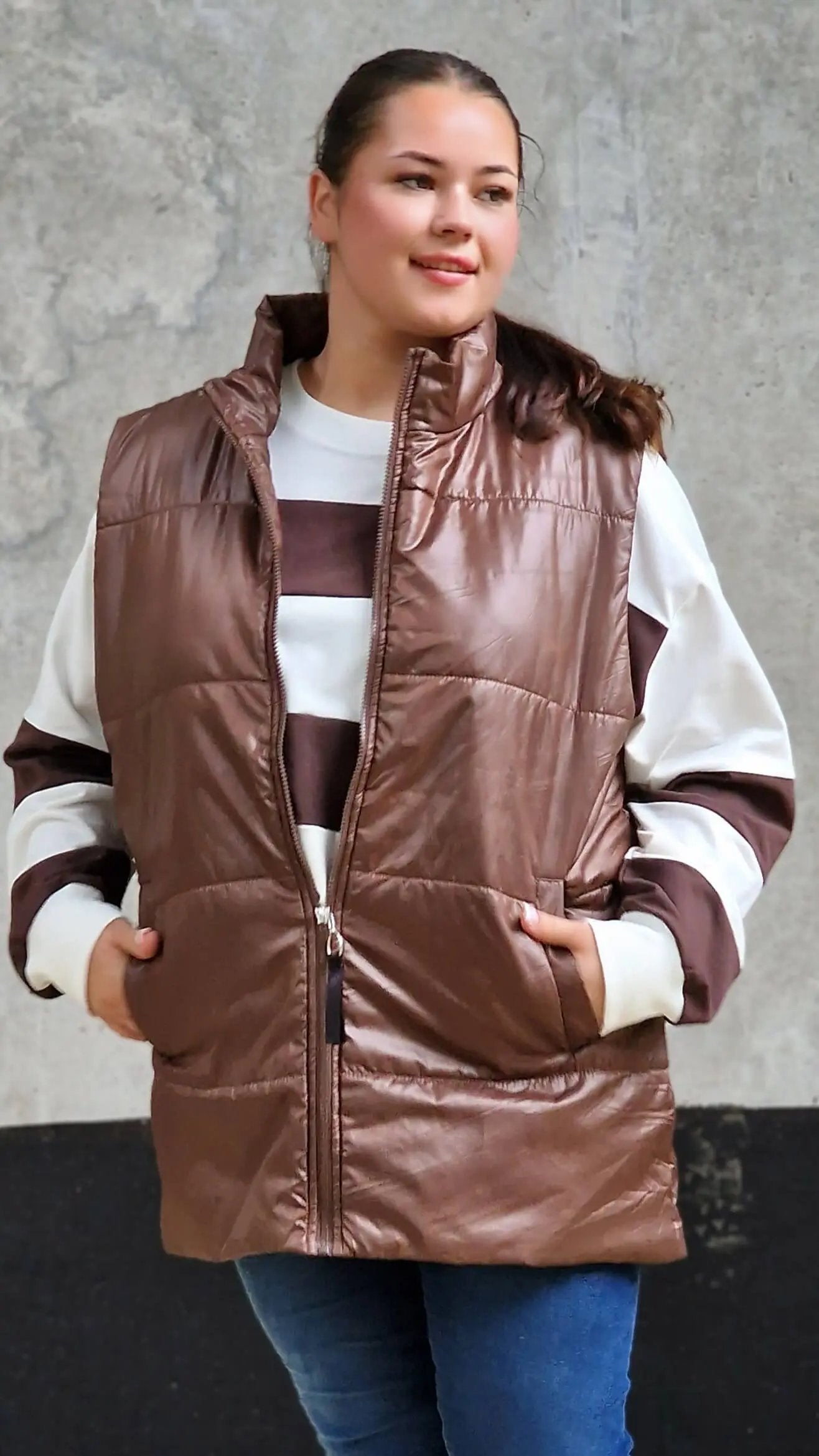 Pikowana kamizelka bez kaptura Stylowa XL