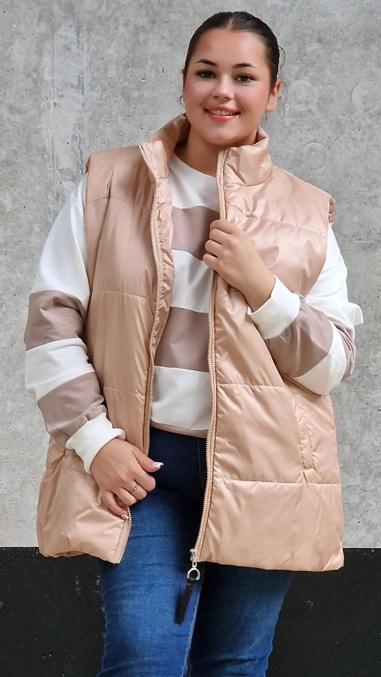 Pikowana kamizelka bez kaptura Stylowa XL