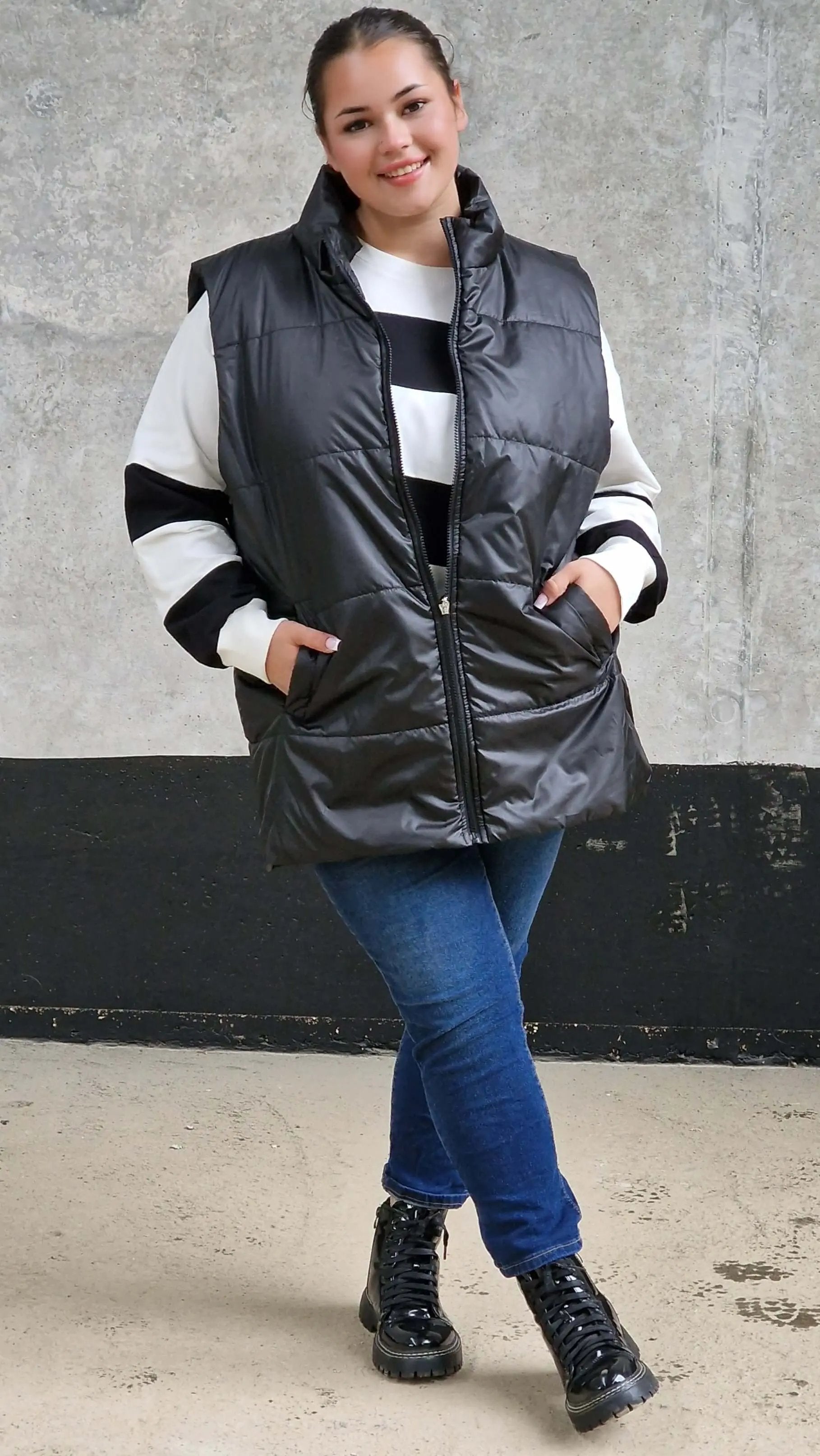 Pikowana kamizelka bez kaptura Stylowa XL