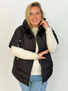 Pikowana kamizelka damska Plus Size z kapturem Stylowa XL
