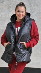 Pikowana kamizelka z kapturem Stylowa XL