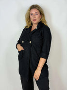 Płaszcz damski Plus Size Bouclé z ozdobnymi guzikami Stylowa XL