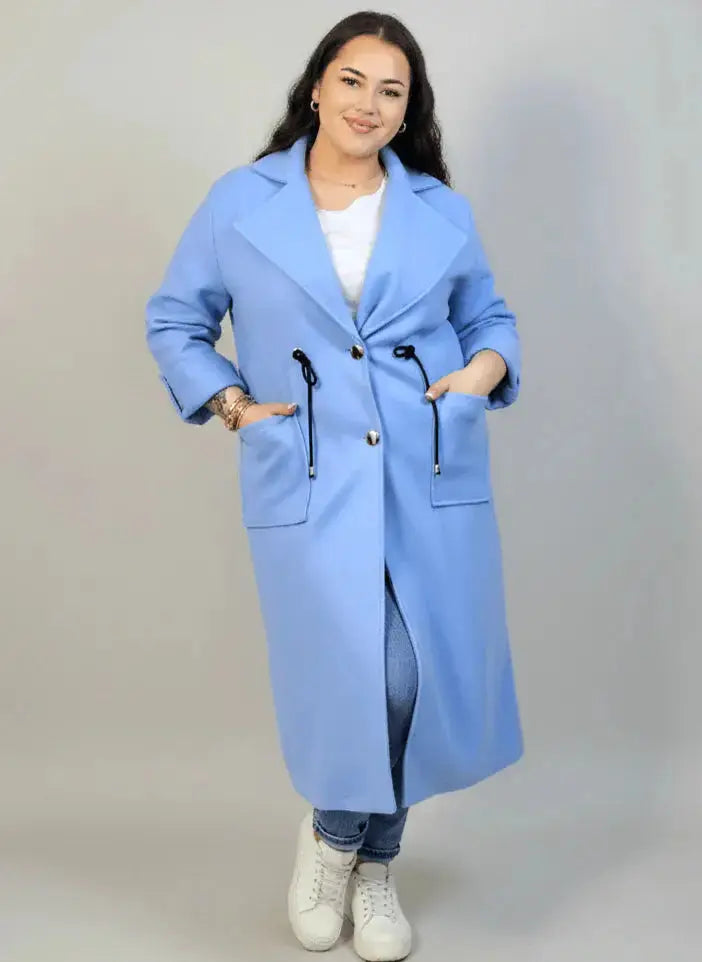 Płaszcz plus size z kieszeniami i regulacją w talii Stylowa XL