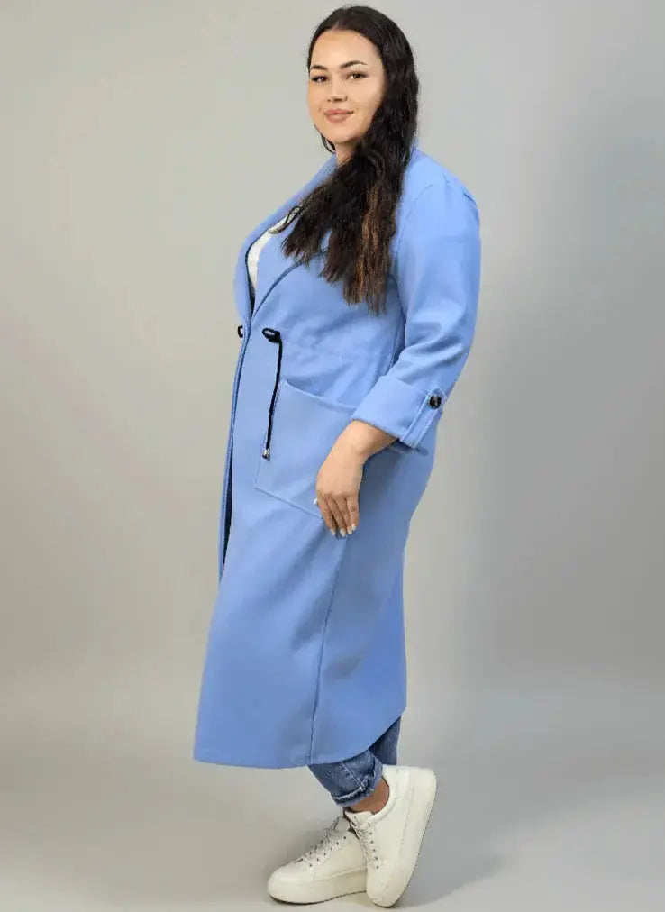 Płaszcz plus size z kieszeniami i regulacją w talii Stylowa XL