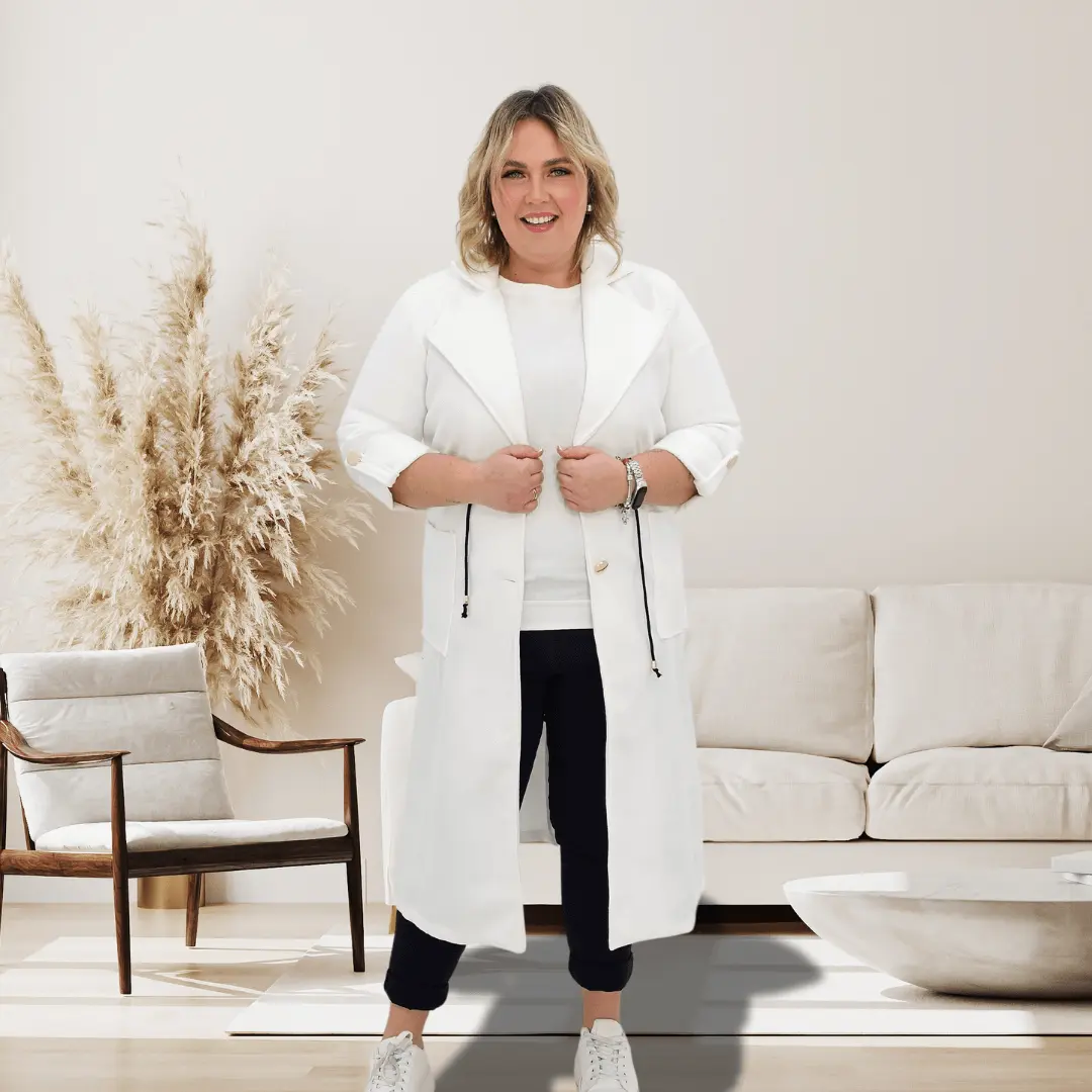 Płaszczyk wiosenny- biały Stylowa XL