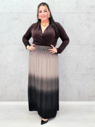 Plisowana spódnica maxi ombre plus size Stylowa XL