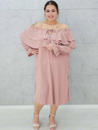 Pudrowa sukienka hiszpanka Stylowa XL