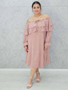 Pudrowa sukienka hiszpanka Stylowa XL