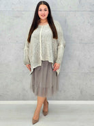 Romantyczna halka plus size w pastelowym odcieniu ciemnego beżu Stylowa XL