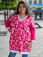 Różowa tunika z napisem "LOVE" Stylowa XL