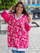 Różowa tunika z napisem "LOVE" Stylowa XL