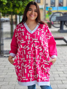 Różowa tunika z napisem "LOVE" Stylowa XL
