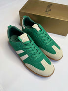 Sneakersy damskie Findlay zielone zamszowe z beżowymi wstawkami Stylowa XL