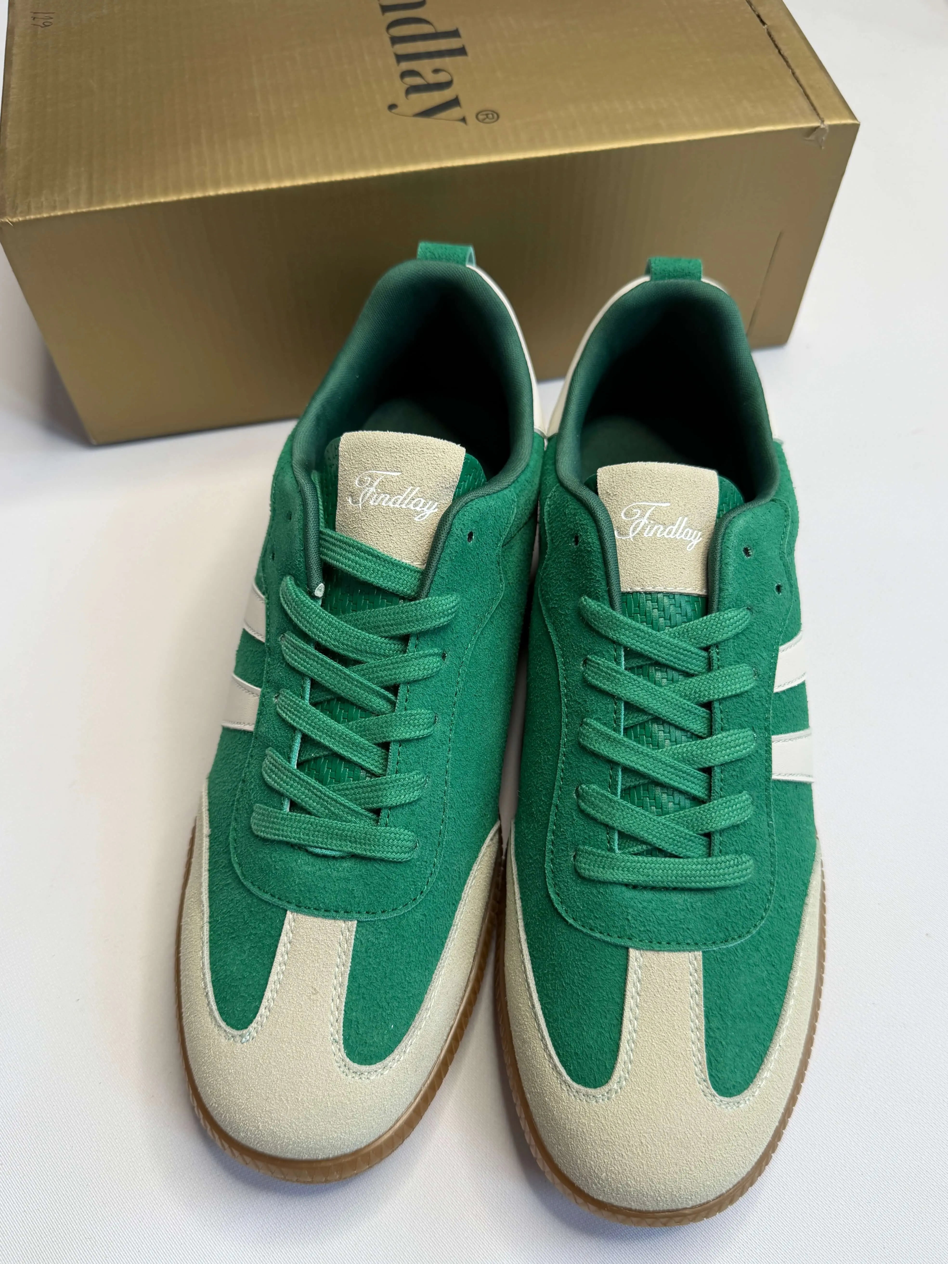 Sneakersy damskie Findlay zielone zamszowe z beżowymi wstawkami Stylowa XL