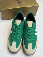 Sneakersy damskie Findlay zielone zamszowe z beżowymi wstawkami Stylowa XL