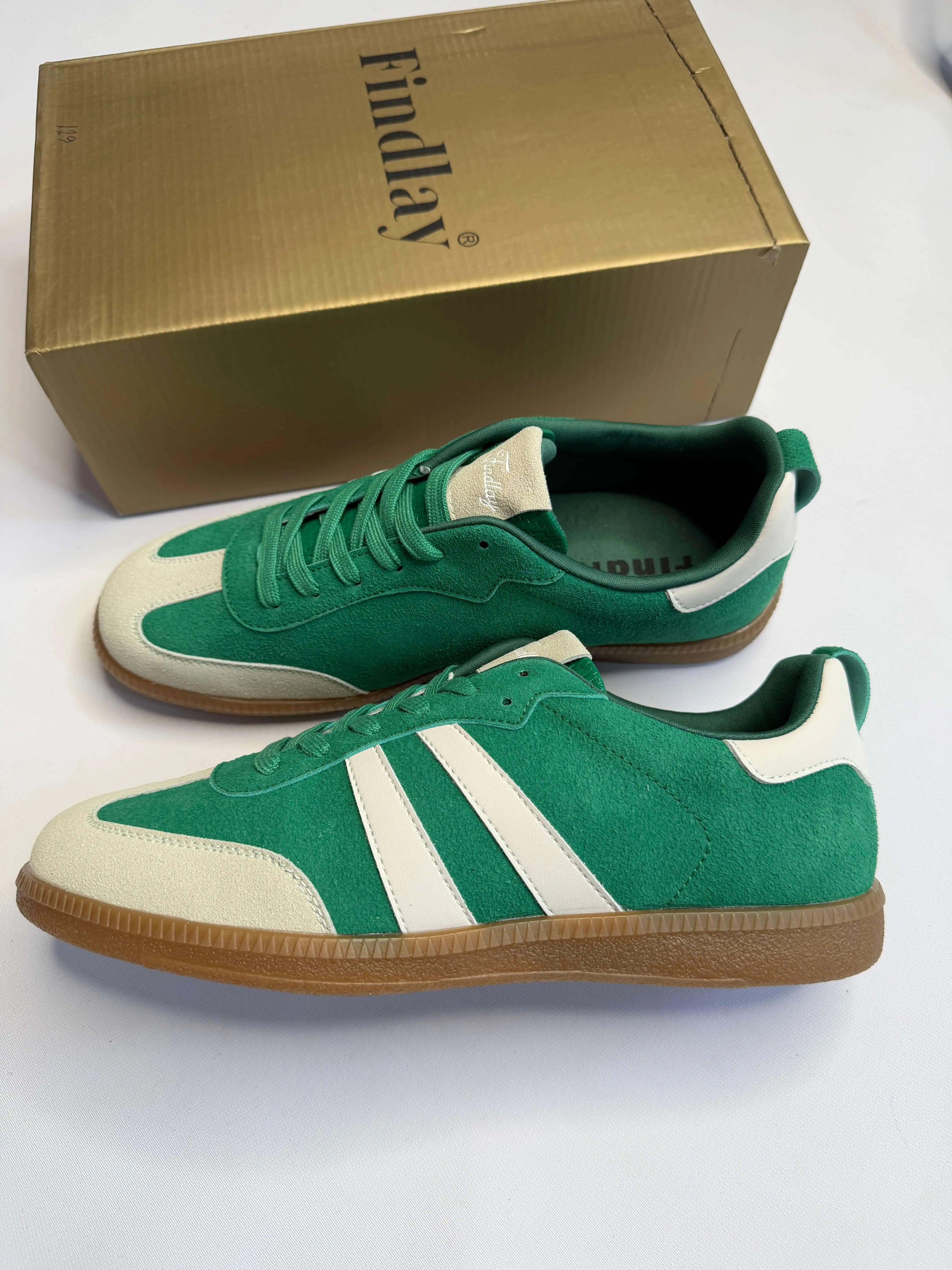 Sneakersy damskie Findlay zielone zamszowe z beżowymi wstawkami Stylowa XL