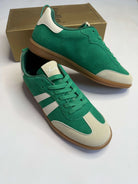 Sneakersy damskie Findlay zielone zamszowe z beżowymi wstawkami Stylowa XL