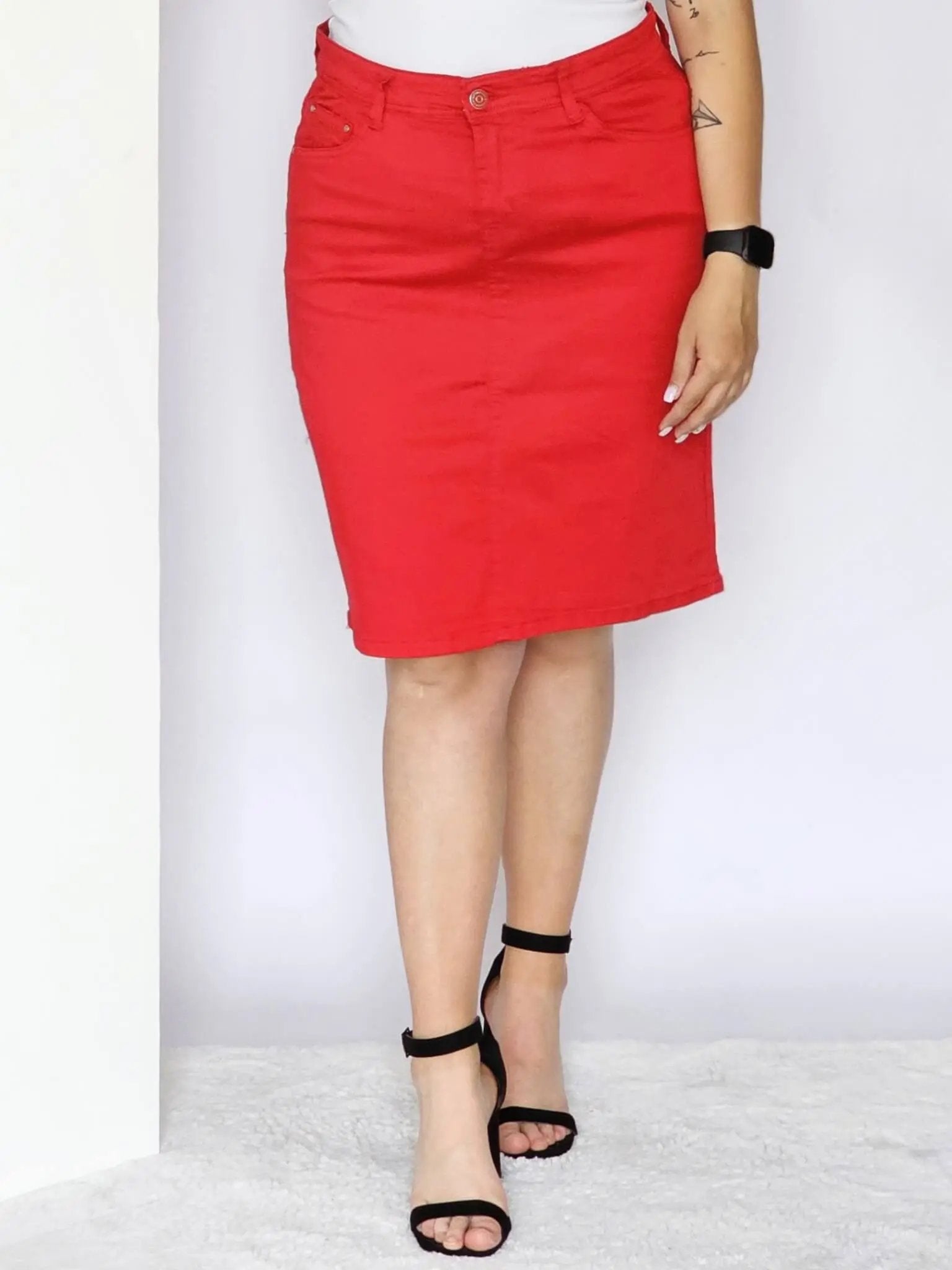 Spódnica bawełniana czerwona - różne rozmiary Stylowa XL