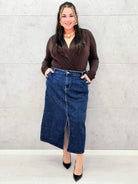 Spódnica jeansowa plus size midi z rozcięciem – idealna dla każdej sylwetki XXL Stylowa XL