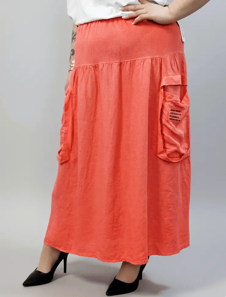 Spódnica lniana plus size – naturalna spódnica XXL z kieszeniami Stylowa XL