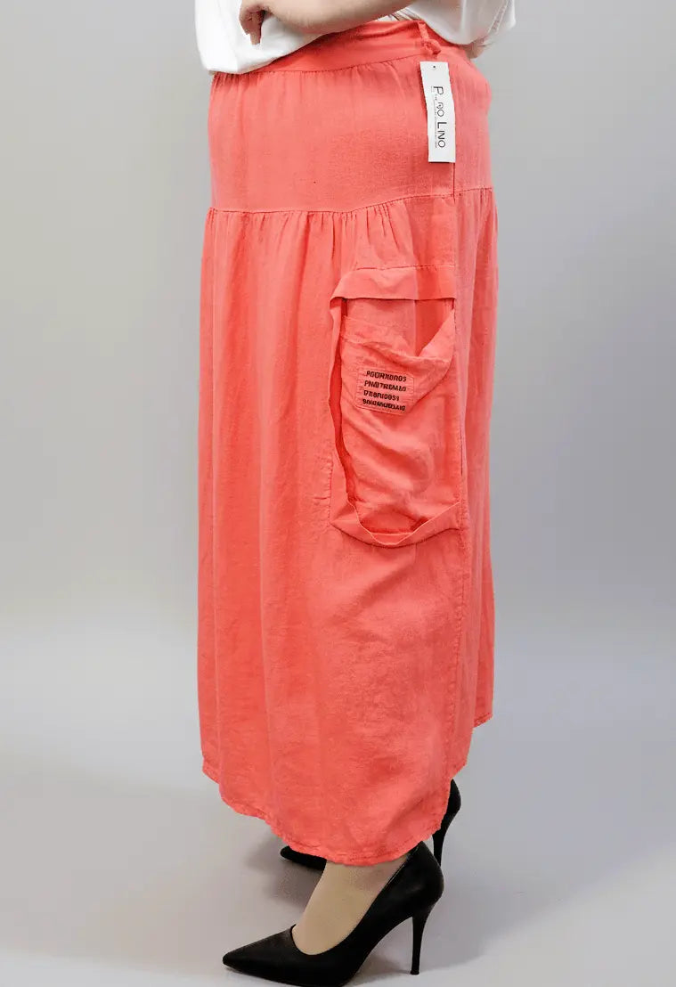 Spódnica lniana plus size – naturalna spódnica XXL z kieszeniami Stylowa XL