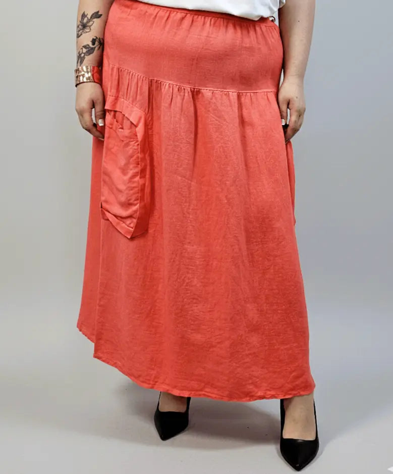 Spódnica lniana plus size – naturalna spódnica XXL z kieszeniami Stylowa XL