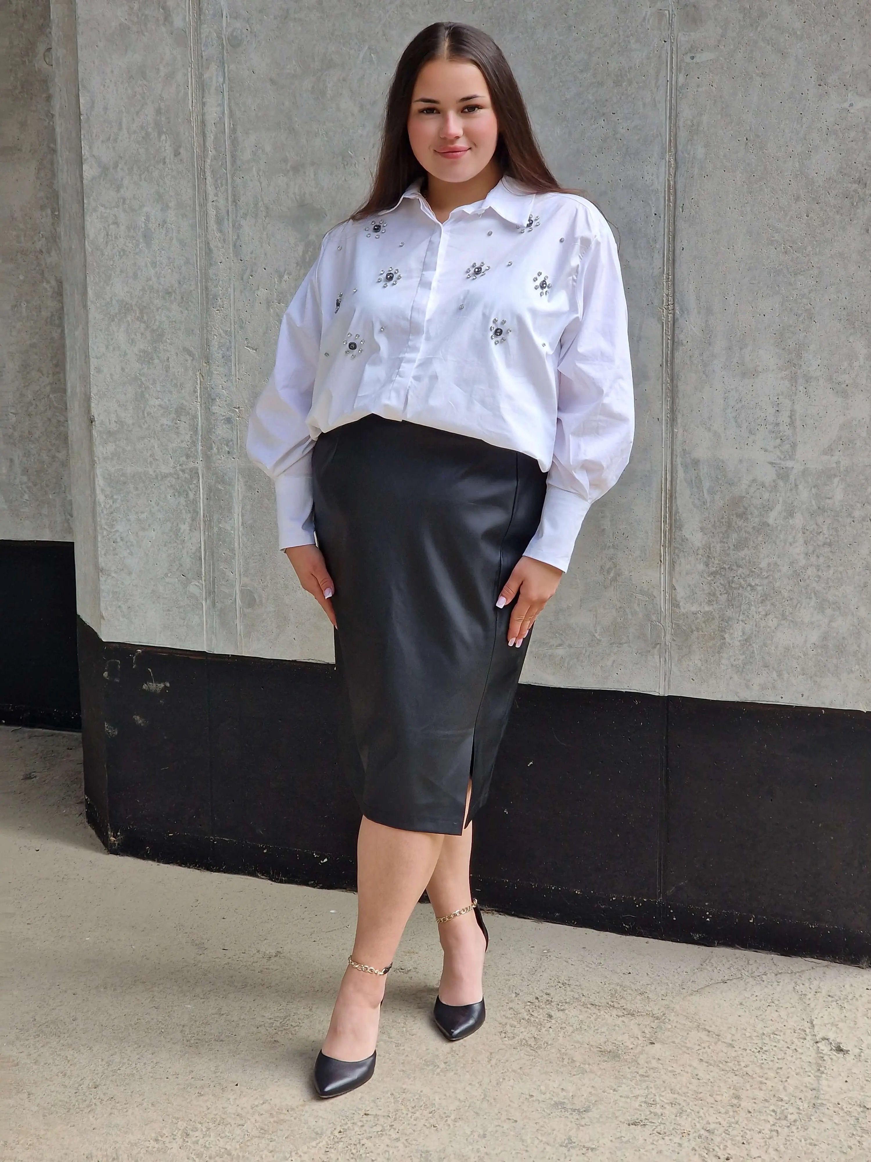 Spódnica ołówkowa z eco skóry POLSKI PRODUKT - rozmiary Stylowa XL