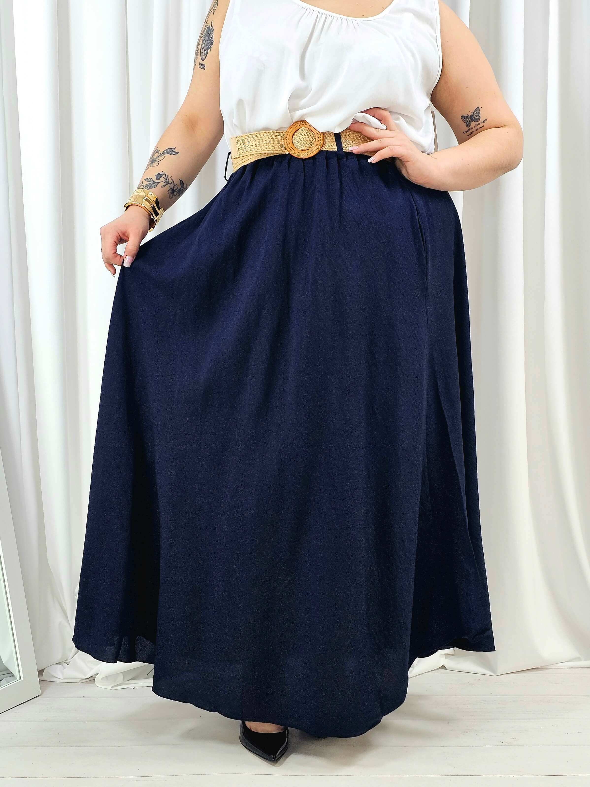 Spódnica plus size – długa spódnica maxi o lekkim, swobodnym kroju Stylowa XL