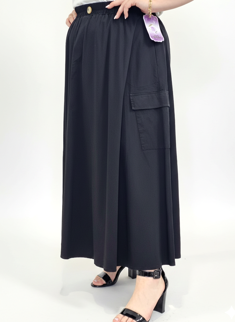 Spódnica plus size długa z gumką i kieszeniami – modna spódnica damska XXL Stylowa XL